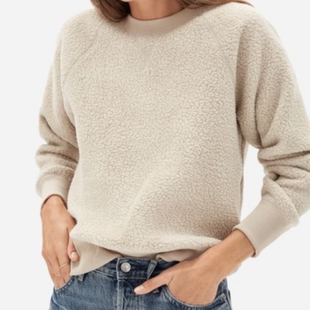 Everlane renew crew neck sweater M tan cream off-white